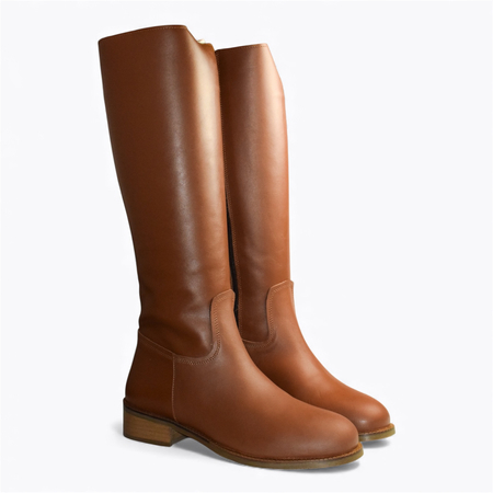 Skórzane rude kozaki damskie Elthira