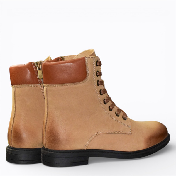 Emeriti Beige Leather Women's Boots