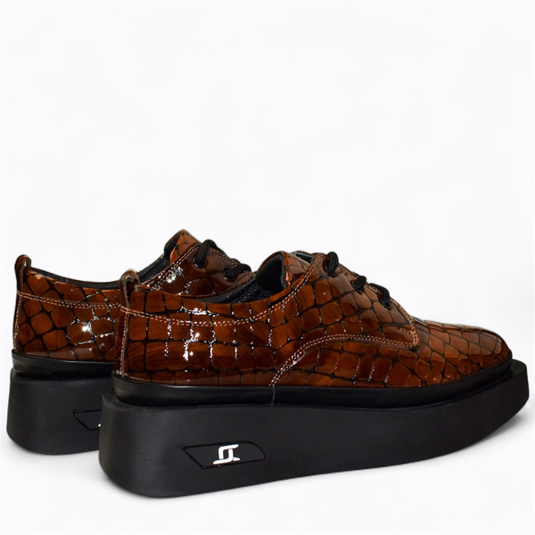 Noverin Women's Red Leather Low-Cut Shoes