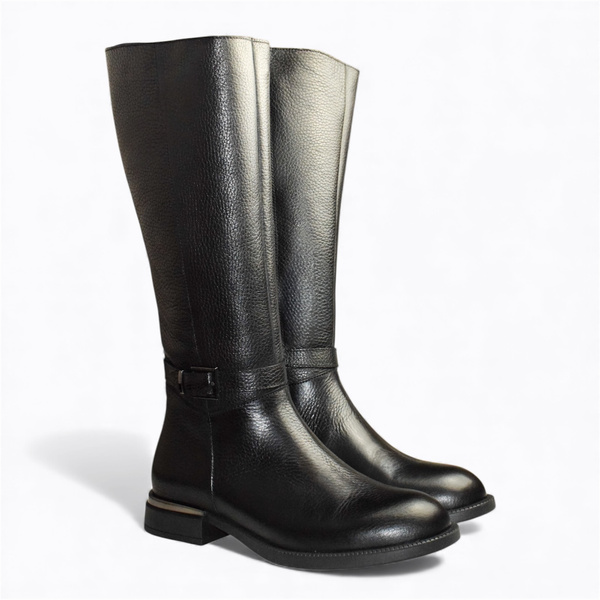 Taliona Women's Black Leather Knee-High Boots