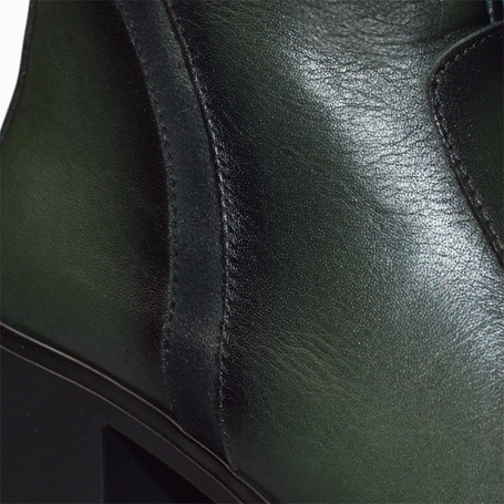 Finirra Women's Green Leather Ankle Boots