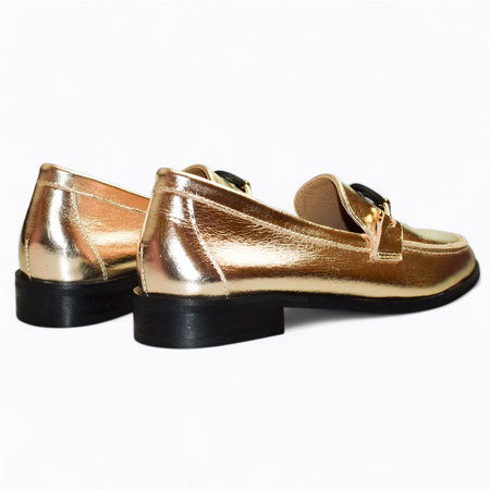 SKÓRZANE ZŁOTE PÓŁBUTY DAMSKIE SEGRINA