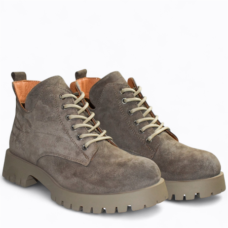 SKÓRZANE SZARE TRZEWIKI DAMSKIE SERENTI