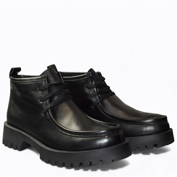 Rhaniel Women's Black Leather Ankle Boots