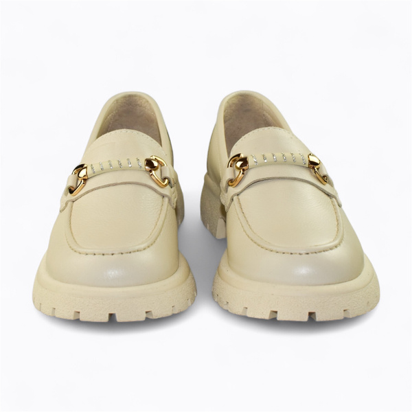 Medrena Beige Leather Women's Shoes