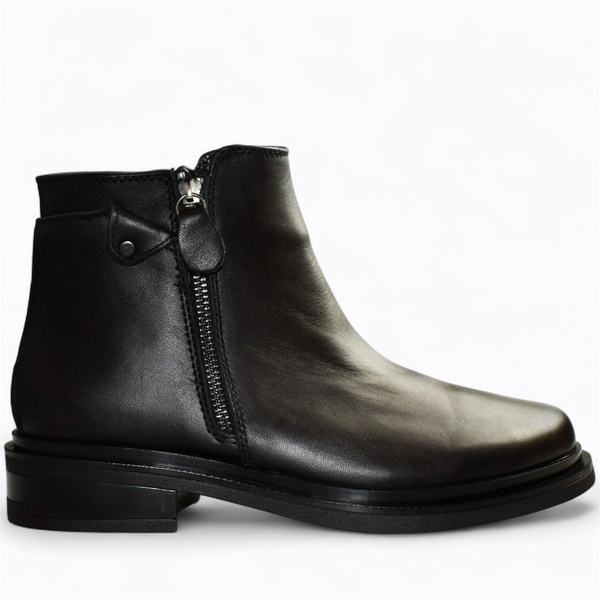Perlina Women's Black Leather Ankle Boots