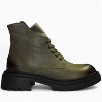 Skórzane oliwkowe botki damskie Fantina