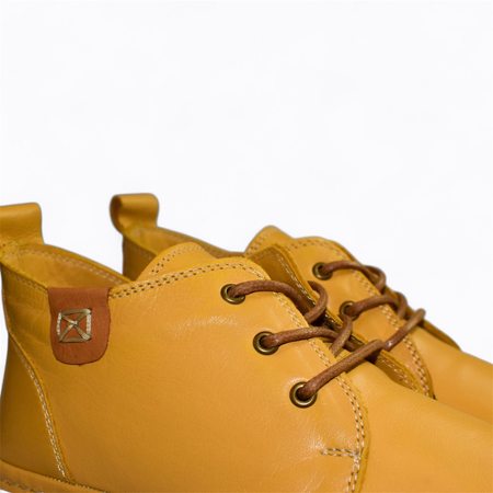 Skórzane musztardowe trzewiki damskie Donteri