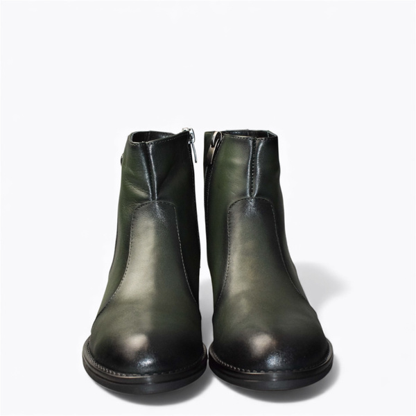 Finirra Women's Green Leather Ankle Boots