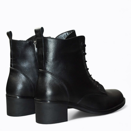 SKÓRZANE CZARNE TRZEWIKI DAMSKIE HESLINE