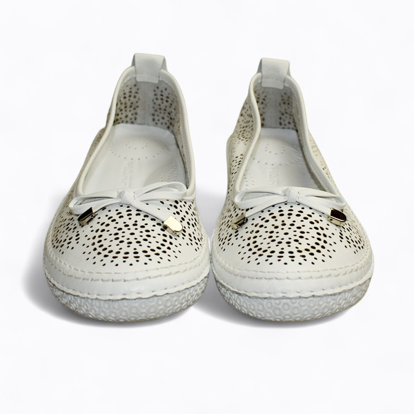 Ersinea Women's White Leather Low-Cut Shoes