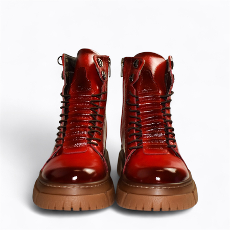 SKÓRZANE CZERWONE BOTKI DAMSKIE IDALINA