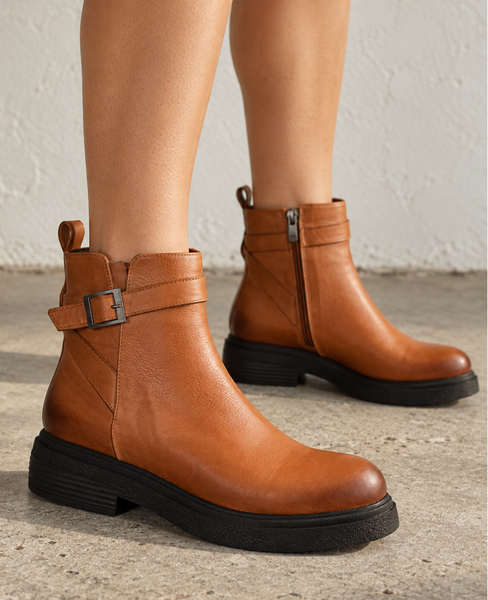 Kessina Women's Red Leather Ankle Boots