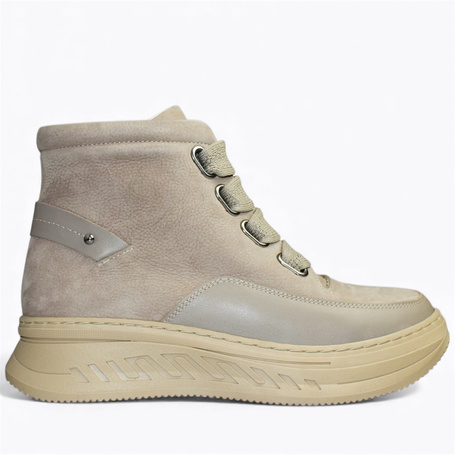 OLVARIA BEIGE LEATHER WOMEN'S BOOTS