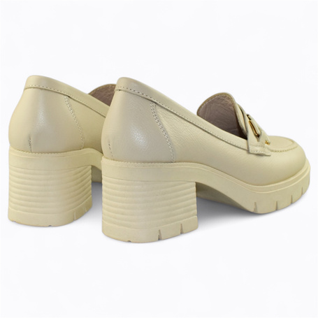 Elorisa Beige Leather Women's Pumps