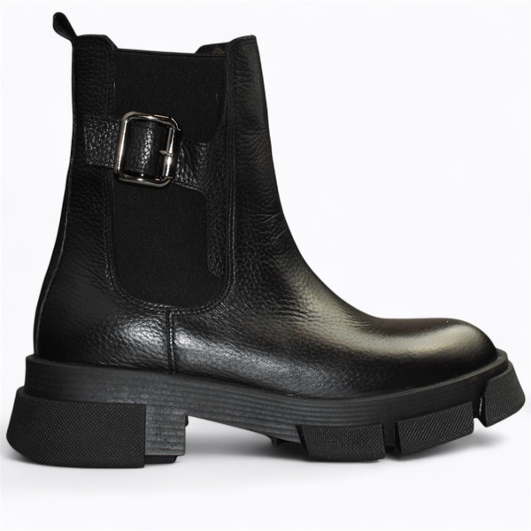 Zemilta Women's Black Leather Ankle Boots
