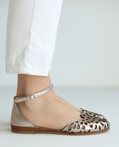 Rosvela Women's Leather Copper Sandals