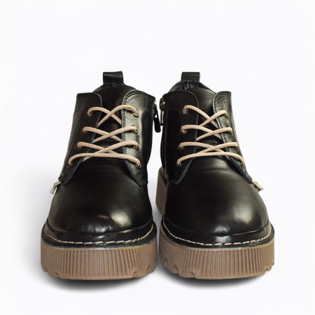 Skórzane czarne trzewiki damskie Markena