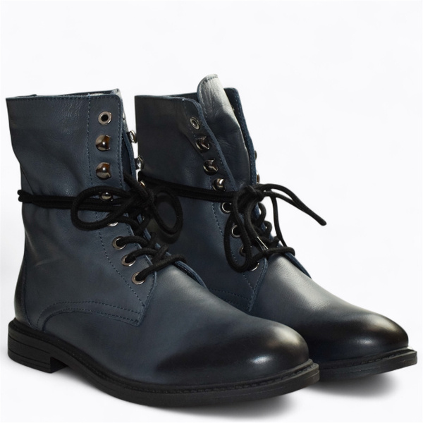 Tivalin Navy Blue Leather Women's Boots