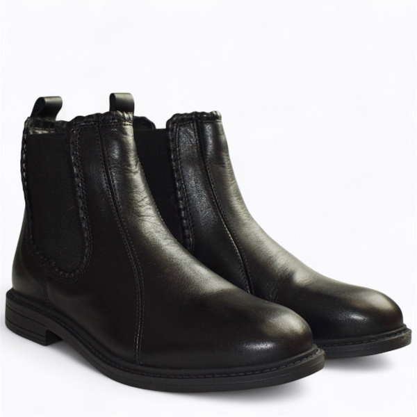 Galvina Women's Black Leather Ankle Boots