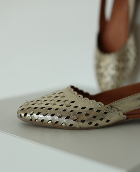 Monsera Gold Leather Sandals