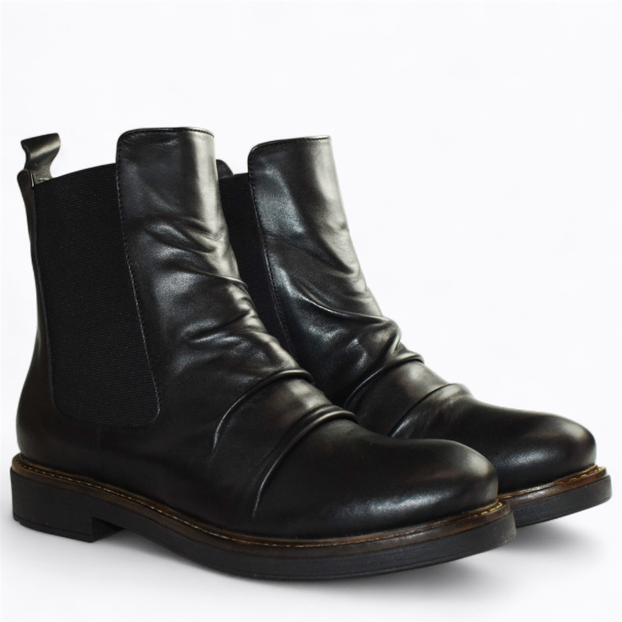 Skórzane czarne botki damskie Lisavia