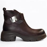 SKÓRZANE BRĄZOWE BOTKI DAMSKIE POLARYA