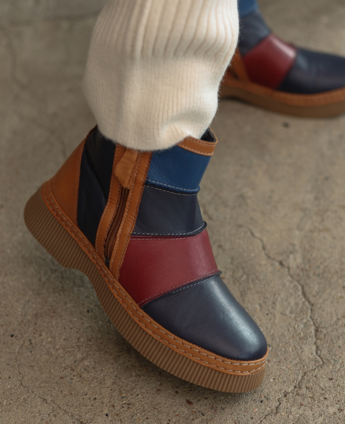 Mirzela Women's Navy Blue Leather Boots