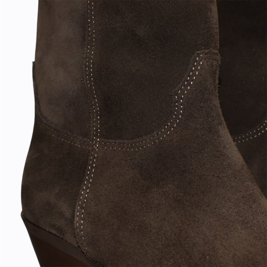 Skórzane czekoladowe kowbojki damskie Eferine