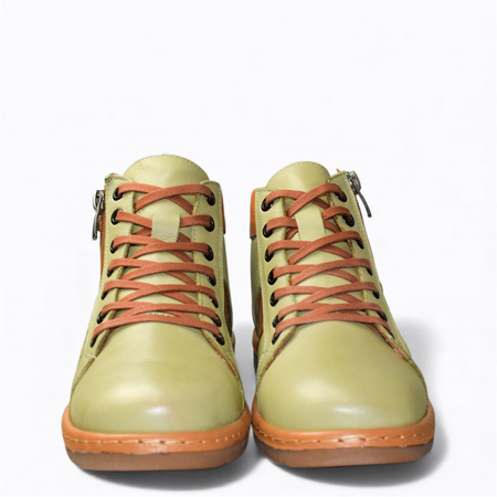 Skórzane zielone trzewiki damskie Esteril