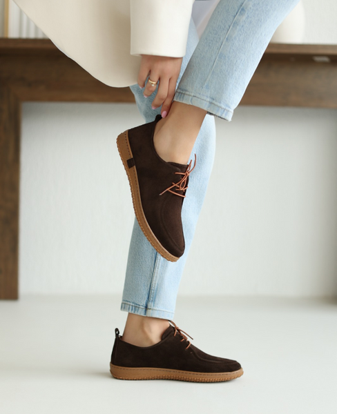 Drasiel Women's Leather Chocolate-Brown Low-Top Shoes