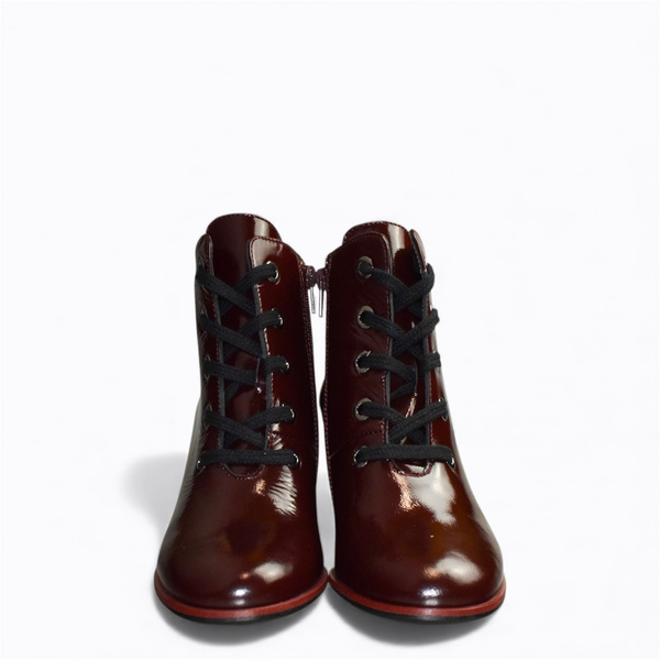 WOMEN'S BURGUNDY LEATHER ANKLE BOOTS BY BILKI