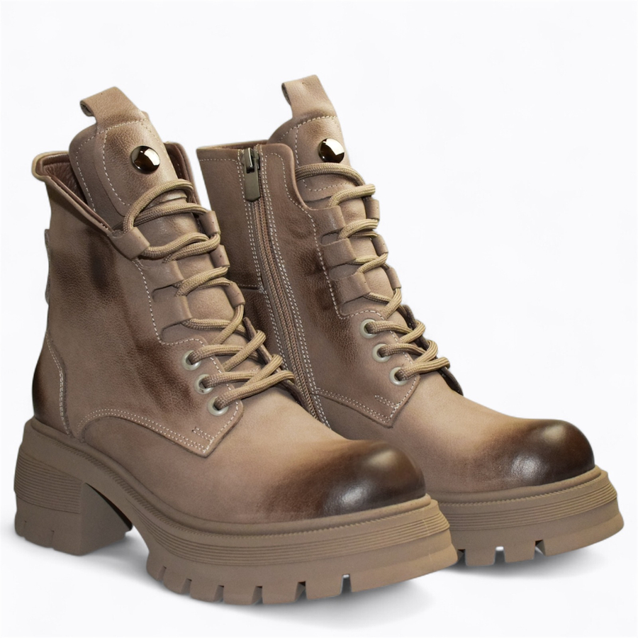 Skórzane szare botki damskie Genevra