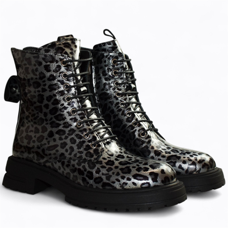 Skórzane szare trzewiki damskie Belanor