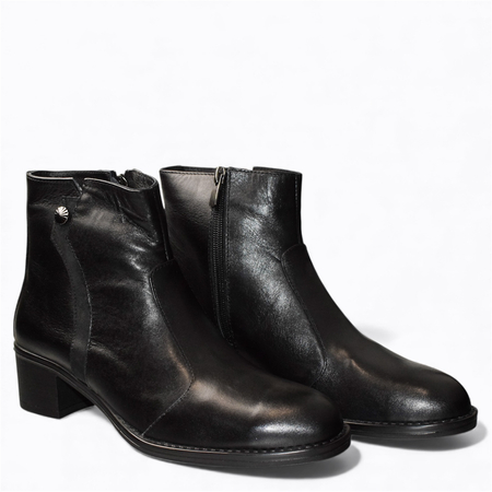 SKÓRZANE CZARNE BOTKI DAMSKIE FINIRRA