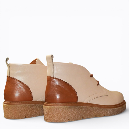 SKÓRZANE BEŻOWE TRZEWIKI DAMSKIE ASTRENA