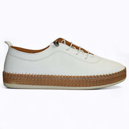 Jarveti Women's White Leather Low-Top Shoes