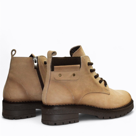 Frilama Women's Gray Leather Ankle Boots