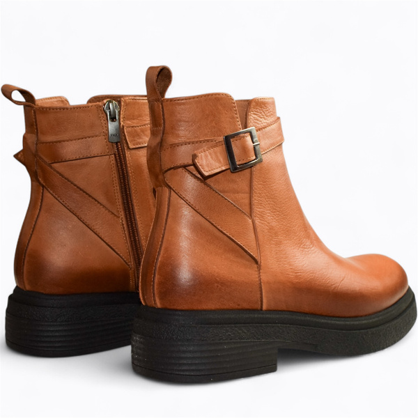 Kessina Women's Red Leather Ankle Boots