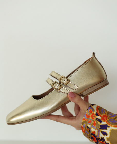 Albrika Women's Leather Gold Loafers