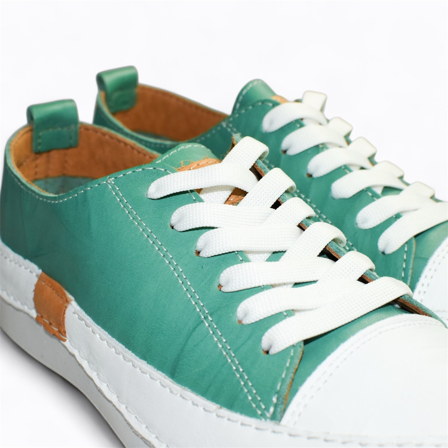 Skórzane zielone półbuty damskie Fenleri