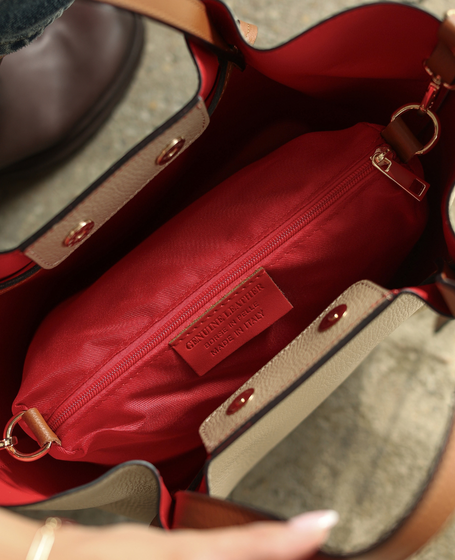Solmira Cappuccino | Rudy - Medium Leather Tote