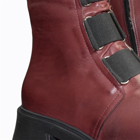 Garinde Women's Burgundy Leather Ankle Boots