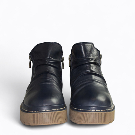 Skórzane granatowe trzewiki damskie Zirelle