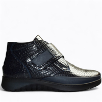 SKÓRZANE GRANATOWE BOTKI DAMSKIE GALESSA