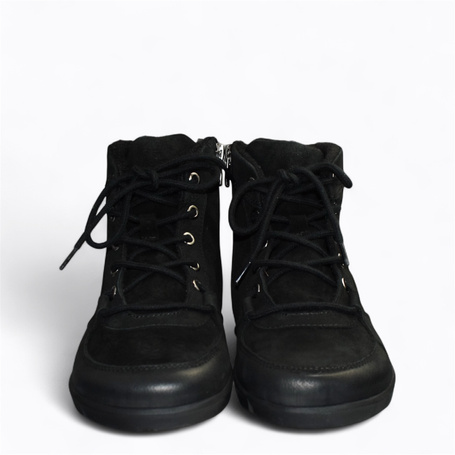 Ronavia Women's Black Leather Barefoot Boots