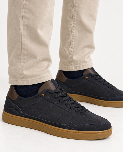 Skórzane granatowe sneakersy męskie Matteon