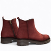 Skórzane bordowe botki damskie Zarline