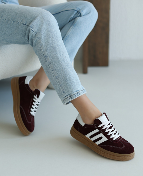 Nimelei Women's Burgundy Leather Sneakers