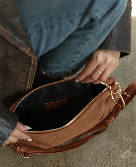 Honaria XL Rudy - suede leather messenger bag